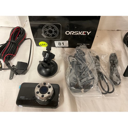 81 - GARMIN SAT NAV AND ORSKEY DRIVING RECORDER MODEL S800