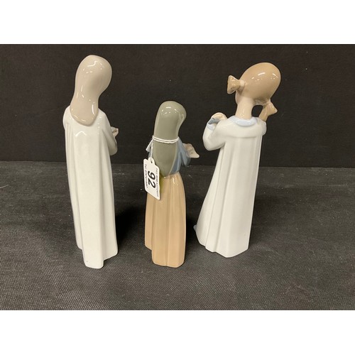 92 - 3 LLADRO GIRL FIGURES ( ONE A/F)