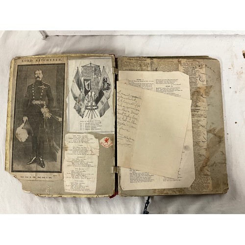 110 - VICTORIAN PHOTOAGRAPH ALBUM WITH CONTENTS AND VINTAGE SCRAP BOOK