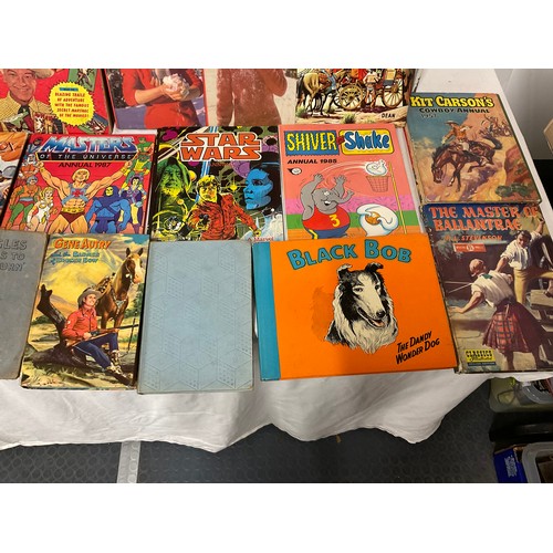 206 - 2 BOXES OF CHILDRENS ANNUALS BATMAN LONE RANGER ETC