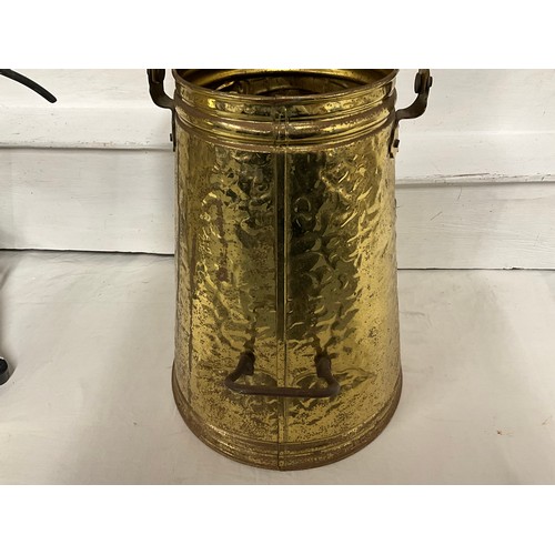 244 - BRASS COAL HOD COMPANION SET LANTERN WITH BRACKET AND MAGAZINE RACK