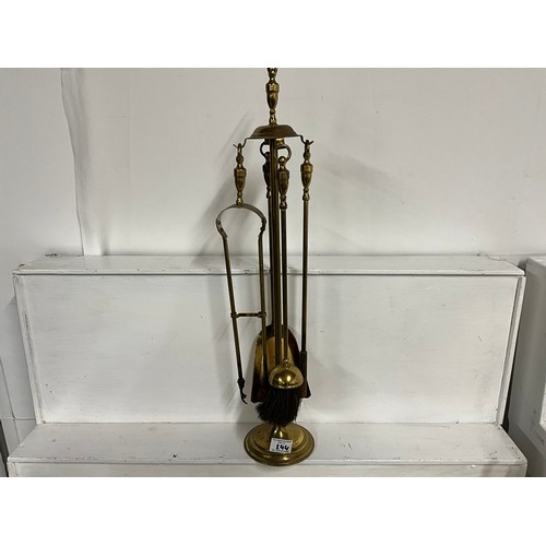 244 - BRASS COAL HOD COMPANION SET LANTERN WITH BRACKET AND MAGAZINE RACK