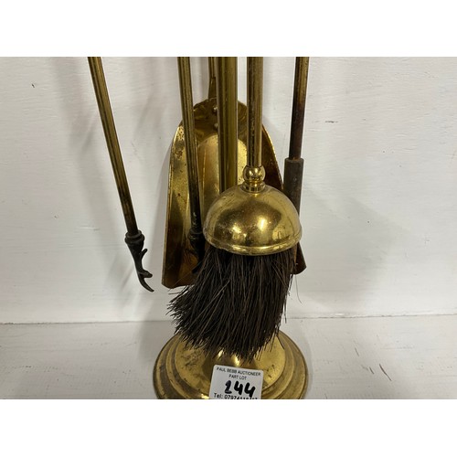 244 - BRASS COAL HOD COMPANION SET LANTERN WITH BRACKET AND MAGAZINE RACK