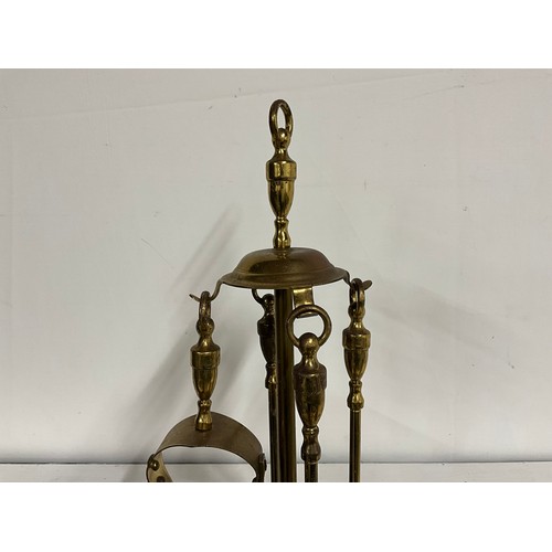 244 - BRASS COAL HOD COMPANION SET LANTERN WITH BRACKET AND MAGAZINE RACK