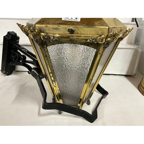 244 - BRASS COAL HOD COMPANION SET LANTERN WITH BRACKET AND MAGAZINE RACK