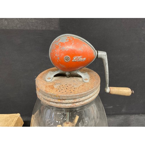 32 - VINTAGE GLASS BUTTER CHURN H16