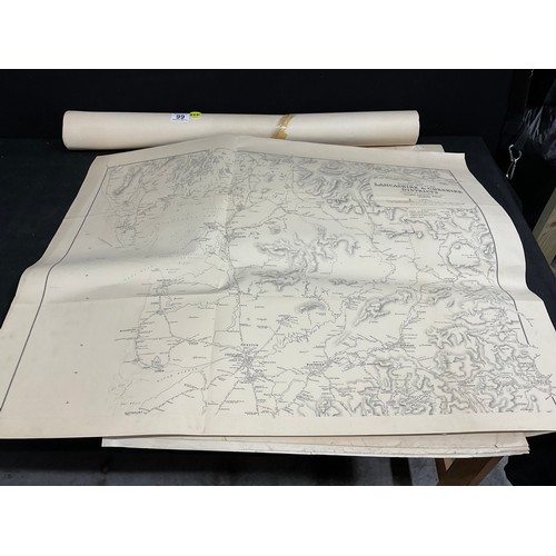 66 - QTY OF UNFRAMED MAPS - BRITISH RAIL SCOTLAND, MANCHESTERS, LANCASHIRE & CHESTER