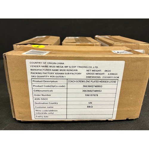 77 - 4 BOXES OF NEW ZINC PLATED COACH SCREWS 6 X 30MM