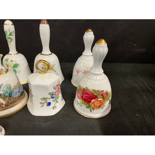 82 - BASKET TO INCLUDE QTY CHINA BELLS TO INCLUDE COALPORT, CROWN STAFFORDSHIRE, PARAGPON, ROYAL ALBERT O... 