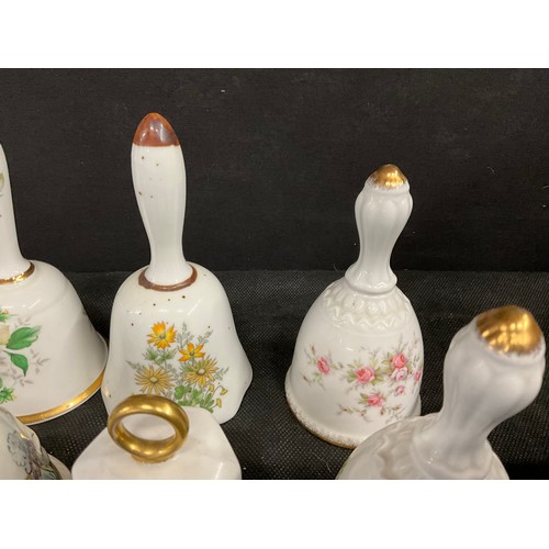 82 - BASKET TO INCLUDE QTY CHINA BELLS TO INCLUDE COALPORT, CROWN STAFFORDSHIRE, PARAGPON, ROYAL ALBERT O... 