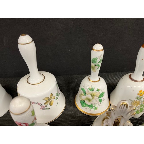 82 - BASKET TO INCLUDE QTY CHINA BELLS TO INCLUDE COALPORT, CROWN STAFFORDSHIRE, PARAGPON, ROYAL ALBERT O... 