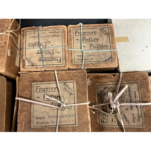 85 - BOX TO INCLUDE VINTAGE FROGMORE PICTURE PUZZLES WITH BOXES, VINTAGE CHINA COFFEE SET ETC