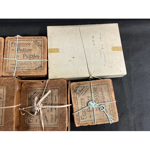 85 - BOX TO INCLUDE VINTAGE FROGMORE PICTURE PUZZLES WITH BOXES, VINTAGE CHINA COFFEE SET ETC