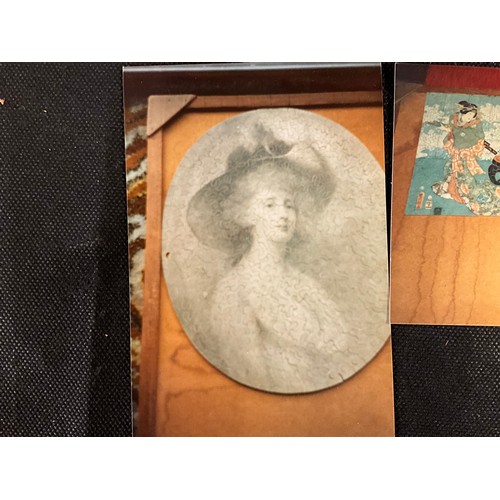 85 - BOX TO INCLUDE VINTAGE FROGMORE PICTURE PUZZLES WITH BOXES, VINTAGE CHINA COFFEE SET ETC
