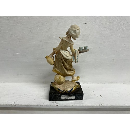 95 - GIRL STATUE WITH HOOP ON MARBLE BASS H9
