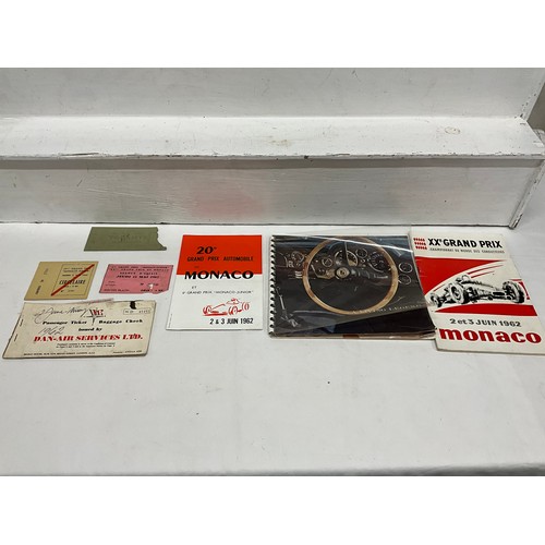 112 - VINTAGE GRAND PRIX PROGRAMMES (MONACO) AND VINTAGE DAN AIR PASSANGER TICKETS MONTE CARLO CASINO TICK... 