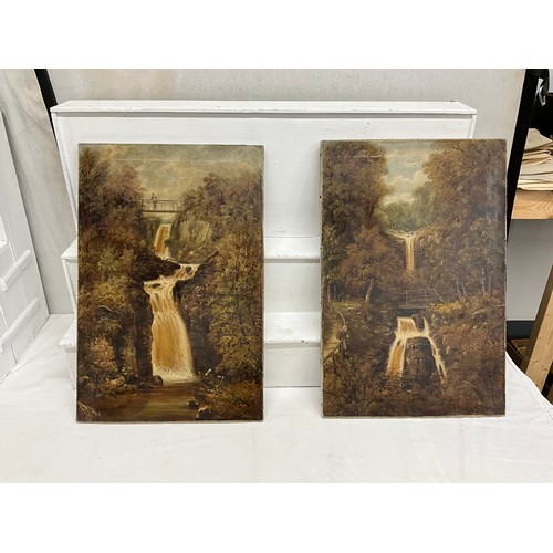 115 - PAIR OF UNFRAMED OILS ON CANVAS SIGNED E PRIESTLY, DHOON GLEN ISLE OF MAN, GLEN MEAY ISLE OF MAN H24... 