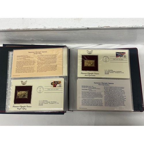 118 - ALBUM OF GOLDEN REPLICAS OF 1984 US OLYMPIC GAMES STAMPS AND A THE COMMON WEALTH COLLECTIONS ALBUM