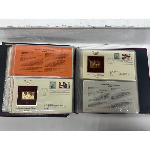 118 - ALBUM OF GOLDEN REPLICAS OF 1984 US OLYMPIC GAMES STAMPS AND A THE COMMON WEALTH COLLECTIONS ALBUM