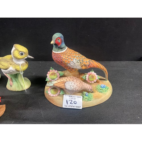 120 - SIX COLLECTABLE FIGURES TO INCLUDE CROWN STAFFORDSHIRE NO 54 PHEASANT, CROWN STAFFORDSHIRE NO 281 GR... 