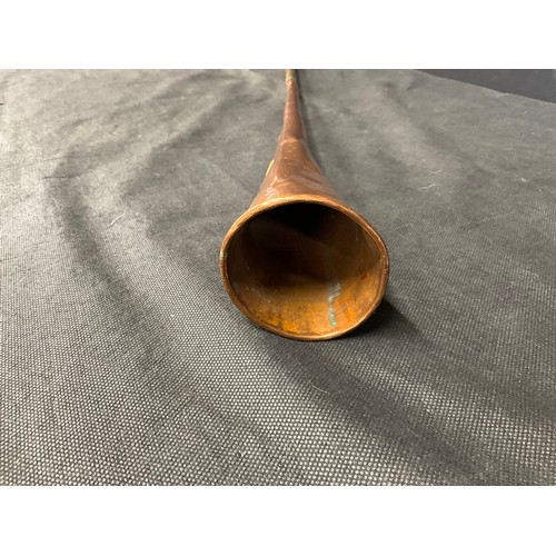 7 - LARGE COPPER HUNTING HORN A/F L45”