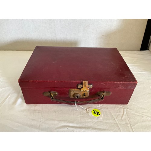 10 - BOX TO INCLUDE A BURGUNDY LEATHER CASE WITH KEY, BOOKS ETC