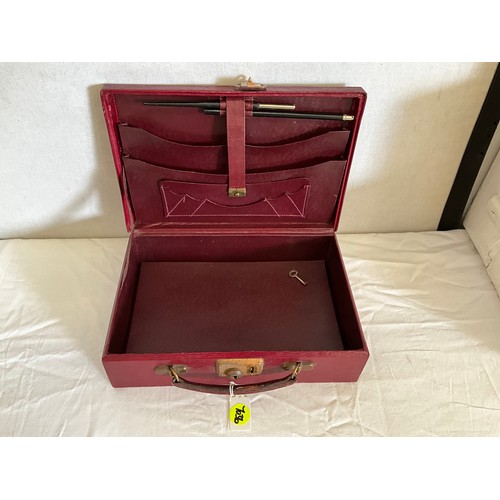 10 - BOX TO INCLUDE A BURGUNDY LEATHER CASE WITH KEY, BOOKS ETC