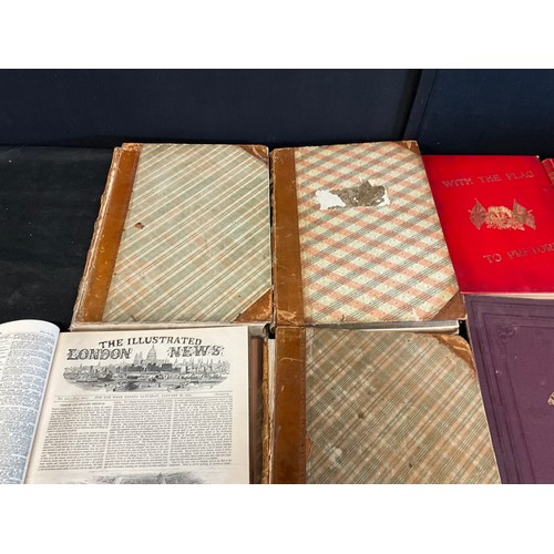 23 - BOX OF BOOKS TO INCLUDE WITH THE FLAG TO PRETORIA, ILLUSTRATIONS OF THE ANTIQUARY