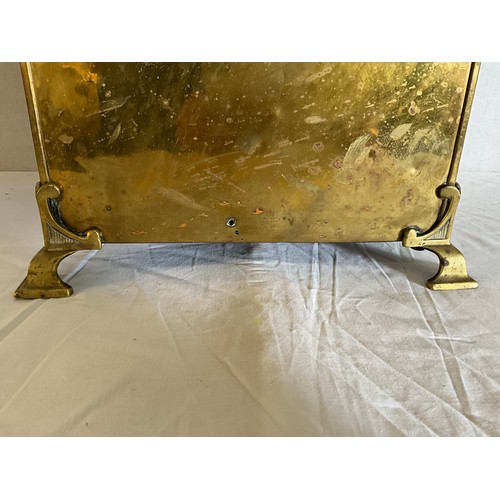 27 - LARGE EDWARDIAN BRASS COAL BOX WITH LINER H19 L12 W12”