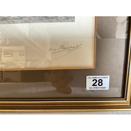 28 - FRAMED SIGNED ETCHING H31 L22”