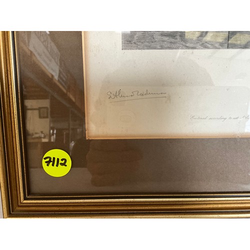 28 - FRAMED SIGNED ETCHING H31 L22”