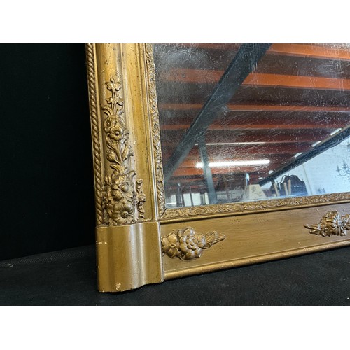 33 - LARGE EDWARDIAN GILT FRAMED MIRROR 33”X26.5”