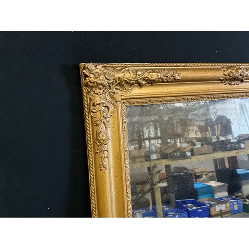 33 - LARGE EDWARDIAN GILT FRAMED MIRROR 33”X26.5”
