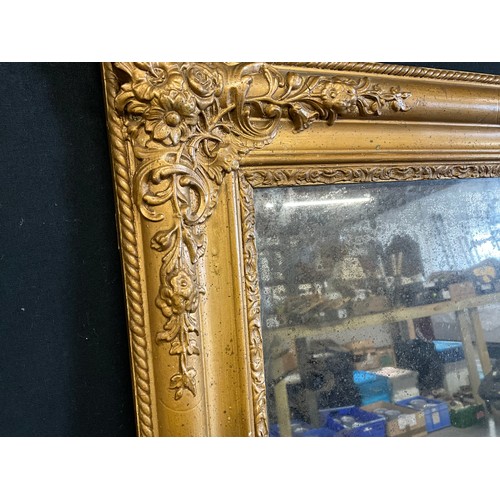 33 - LARGE EDWARDIAN GILT FRAMED MIRROR 33”X26.5”