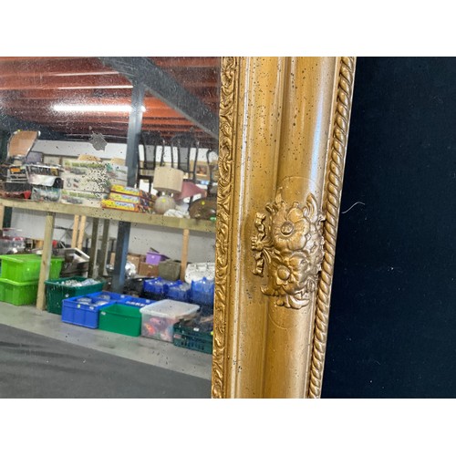 33 - LARGE EDWARDIAN GILT FRAMED MIRROR 33”X26.5”