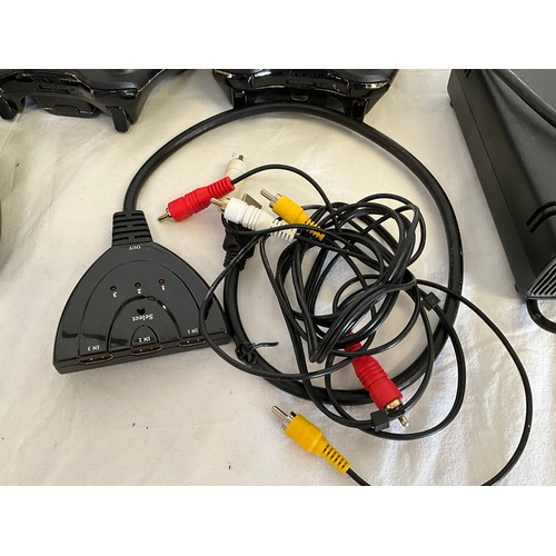 34 - XBOX 360 WITH CONTROLLERS AND BOX OF GAMES