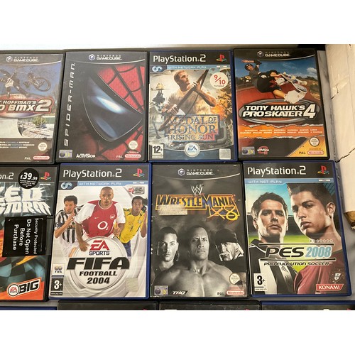 34 - XBOX 360 WITH CONTROLLERS AND BOX OF GAMES