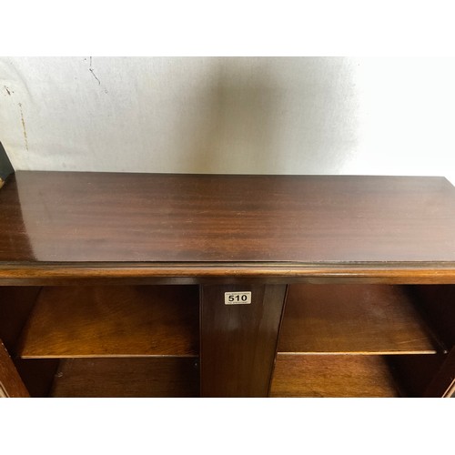 510 - VINTAGE MAHOGANY 2 DRAWER DESK WITH GLAZED DOORS TO TOP H48