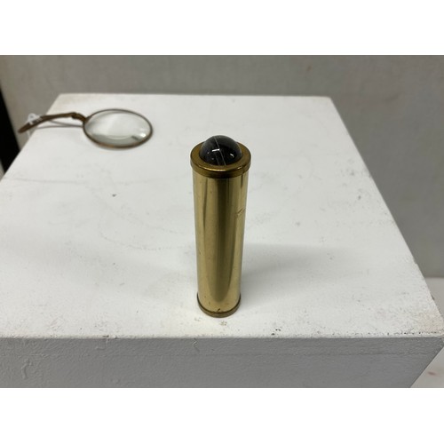 134 - VINTAGE BRASS POCKET KALEIDOSCOPE AND MAGNIFING MONICAL