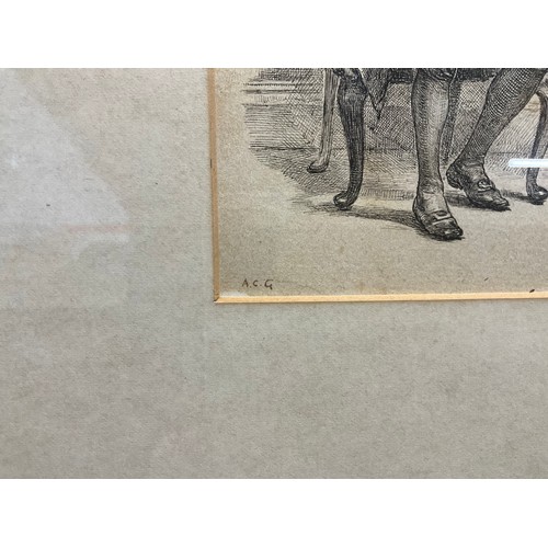 144 - VINTAGE FRAMED ENGRAVING OF SEATED GENTLEMAN SIGNED TO MARGIN 14