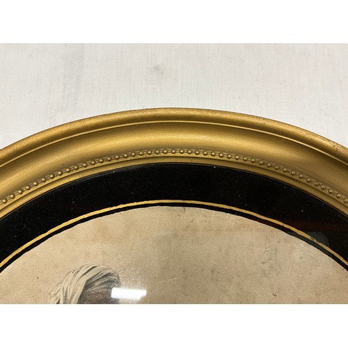 145 - VINTAGE OVAL GILT FRAMED PRINT OF SEATED LADY 16