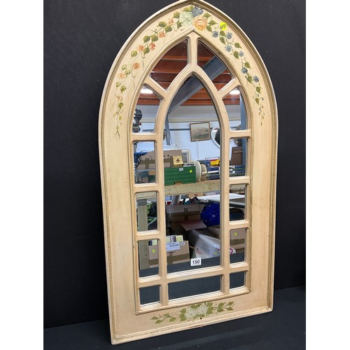 150 - LARGE MODERN FLORAL PAINTED GOTHIC STYLE WALL MIRROR 42