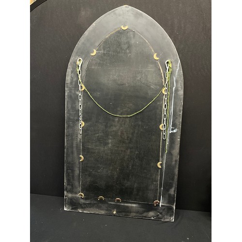 150 - LARGE MODERN FLORAL PAINTED GOTHIC STYLE WALL MIRROR 42