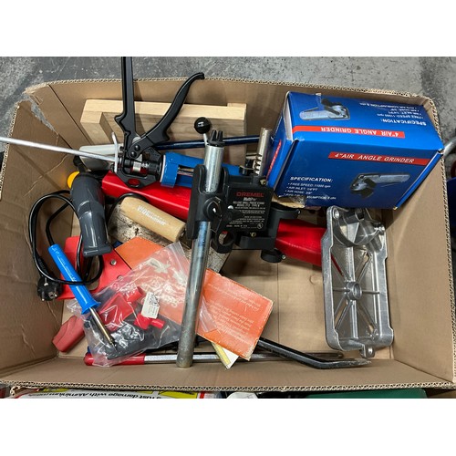 158 - 3 BOXES OF WORK SHOP TOOLS TO INCLUDE ELECTRIC PLANER HAND TOOLS ETC