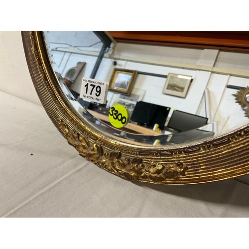 179 - VINTAGE GILT FRAMED OVAL WALL MIRROR 23