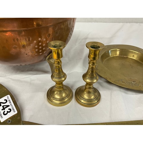 243 - COPPER SEIVE CHESTNUT ROASTER ETC