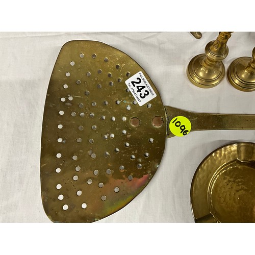 243 - COPPER SEIVE CHESTNUT ROASTER ETC