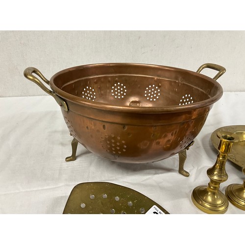 243 - COPPER SEIVE CHESTNUT ROASTER ETC