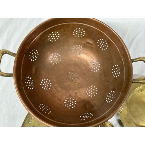 243 - COPPER SEIVE CHESTNUT ROASTER ETC