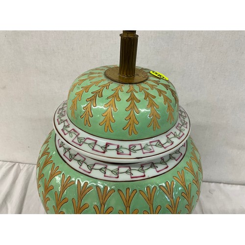 275 - GREEN PATTERN CERAMIC TABLE LAMP